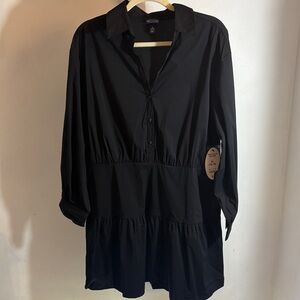 SCOOP Black Button-Up Dress